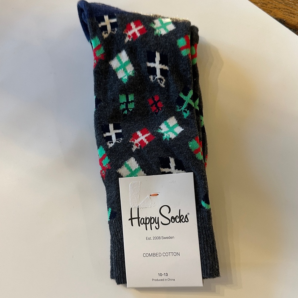 Happy Socks Men’s Holiday Christmas Colorful Gift Pattern Socks Size 10-13